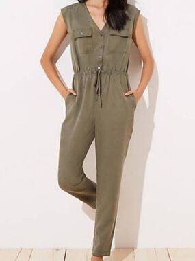 Sleeveless Utility Jumpsuit in Olive